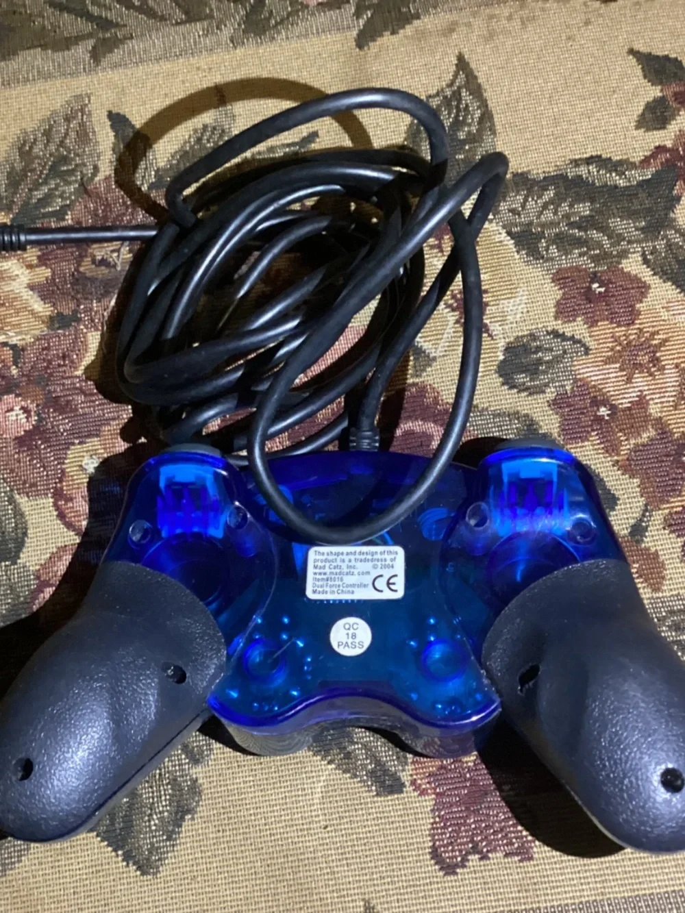 Mad Catz Dual Force Gamepad Clear Blue Controller #8016 for Sony PlayStation 1&2